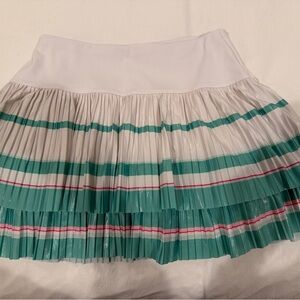 Lucky in Love White and Teal Striped Tennis Skirt